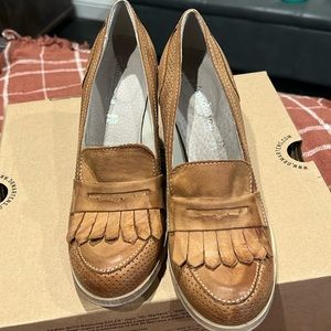 Authentic suede and leather loafer heels